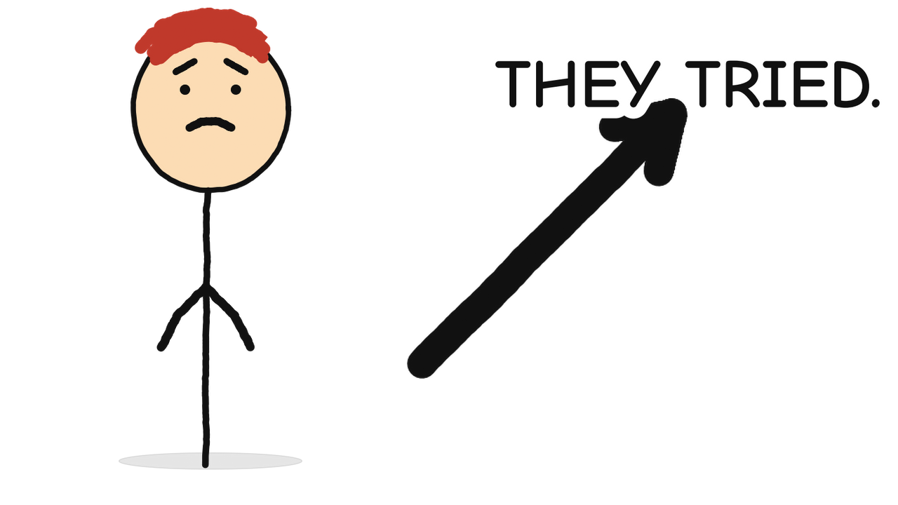 Hand-drawn stick figure thumbnail with the text "THEY TRIED." for the video The Treasury Bond Buyback Is Failing (just accept it)